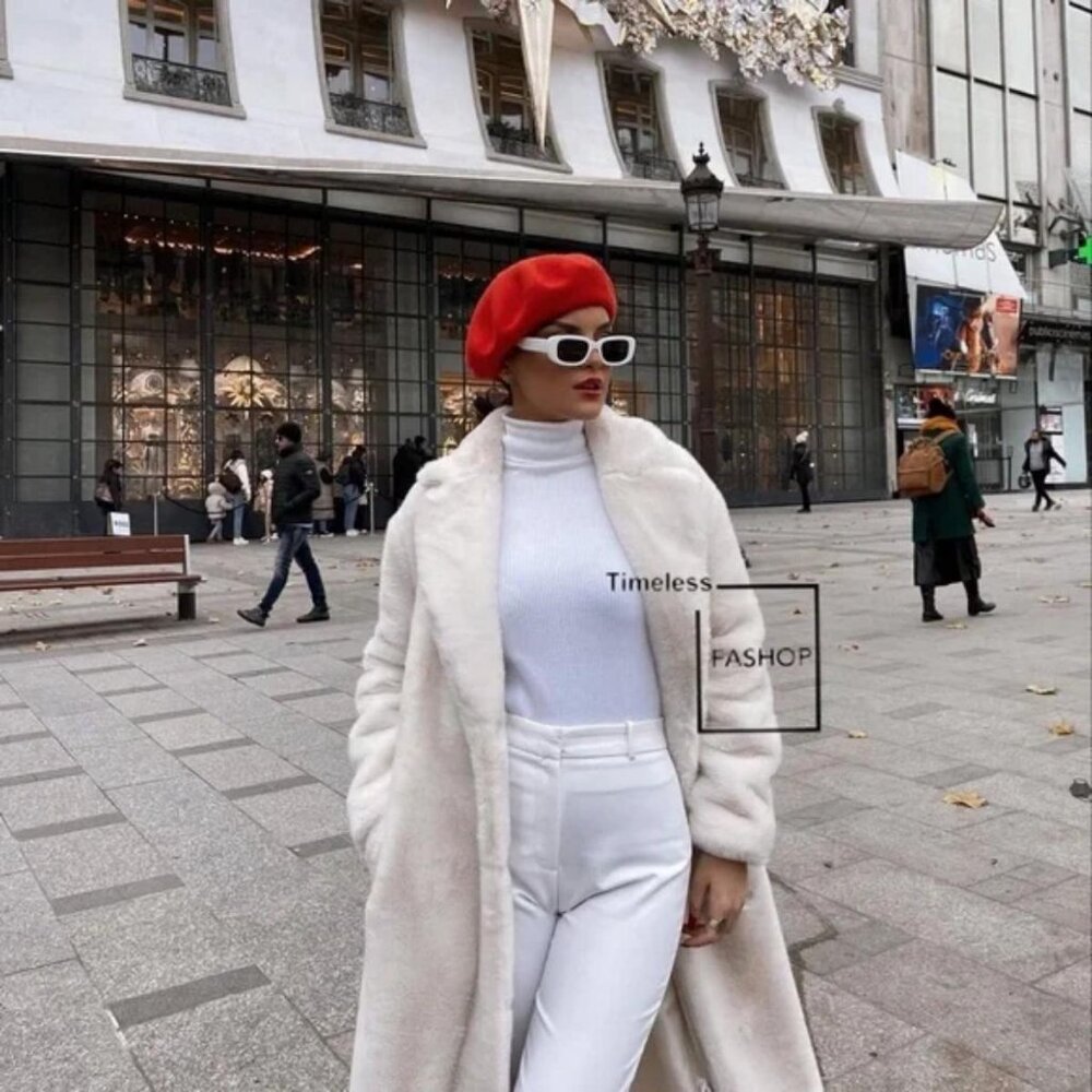 ZARA LONG FAUX FUR COAT WHITE LIMITED EDITION